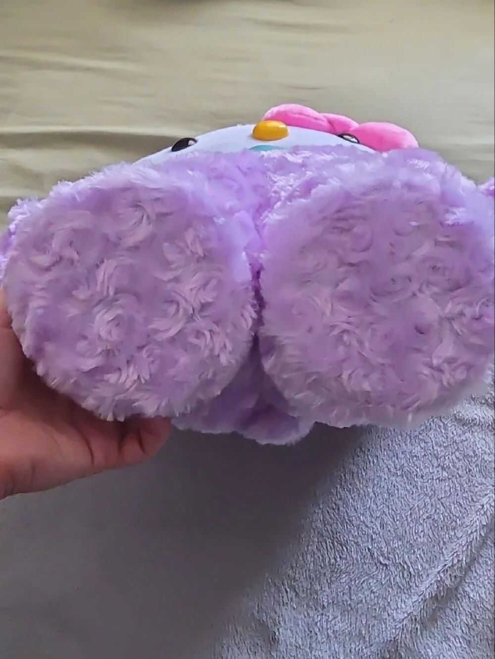 Hello Kitty Plush in Lavender with Pink Bow and Teal Ribbon